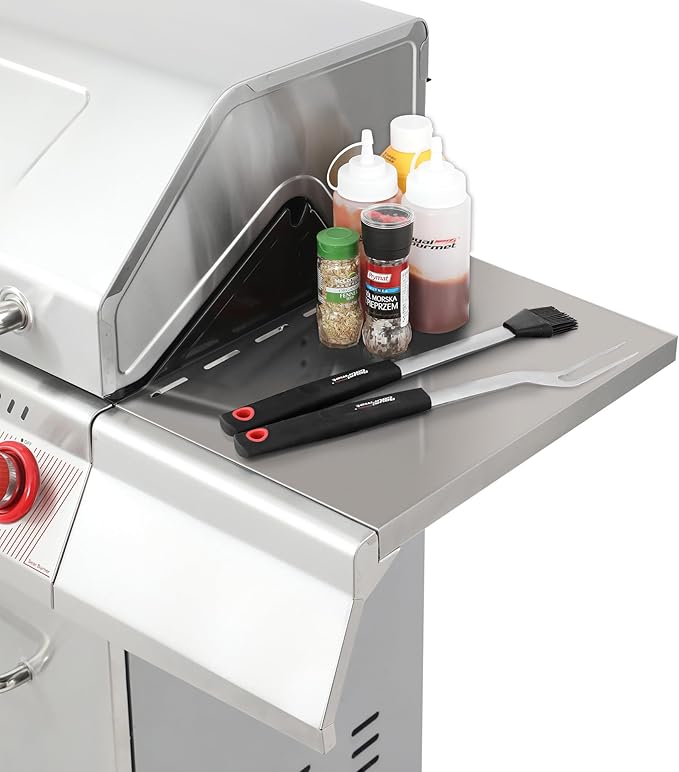 Royal Gourmet GA6402S 6-Burner Propane Gas Grill with Side Burner and Warming Rack, 74,000 BTUs, Cabinet Style Outdoor BBQ Grill for Barbecue Grilling & Backyard Cooking, Silver