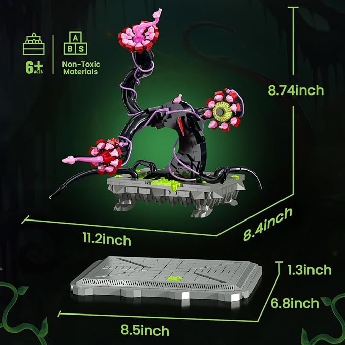 Botanicals Piranha Plant Bonsai Building Set, Horrors Flower Cannibal with Evil Eyes Toothy Petal, Collectible Evil Eye Decor, Halloween Birthday Gifts for Adult, Kids 6+(660 PCS)