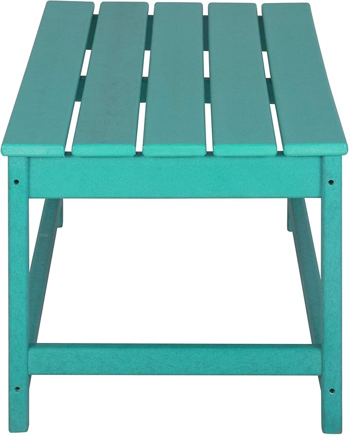 WO Home Furniture Adirondack Chairs Table Set of 3 PCS Outdoor Folding Chairs Coffee Table Weather/UV Resistant for Lawn, Garden, Bon Fire, Balcony (Turquoise)