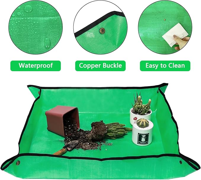 30" x 30" Repotting Mat for Transplanting & Potting Soil Mess Control, Waterproof Plant Potting Mat, Succulent Orchid Potting Tray for Plant Pots, Gardening Gifts Bonsai Tools
