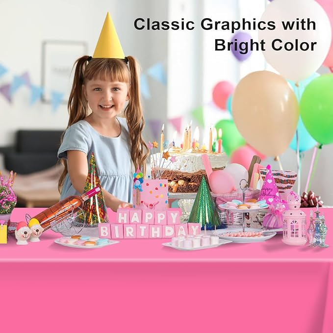 12 Pack Rectangular Disposable Rose Tablecloth, Rose Plastic Table Cloths for Parties Disposable, 54x108 in Waterproof Tablecloth for Birthday Party Baby Shower Picnic Valentines