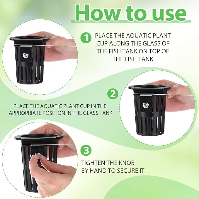 Baderke 8 Pack Aquarium Plant Holder Hanging Aquarium Planter Cup with Extension Hooks for Fish Tank Aquatic Plants Decorations