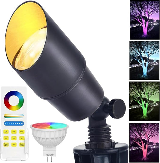 RGB Low Voltage Landscape Lighting, Smart Landscape Spot Lights Outdoor, 12 Volt Color Changing Landscape Lights with Remote/APP/Voice Control, Outdoor Uplights for Garden Yard.