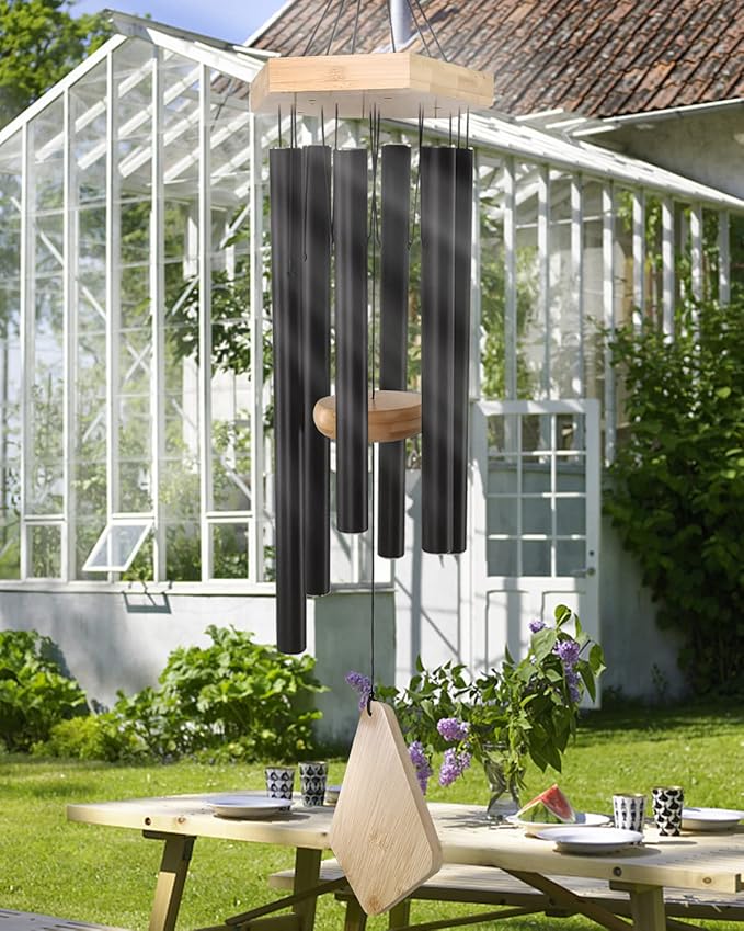 Wind Chimes Outdoor Deep Tone, 30 Inches Wind Chimes Outdoor, Memorial Wind Chimes with Hook as Gifts for Mother's Day/Housewarming/Christmas, Patio, Garden, Yard, Home Décor. Black