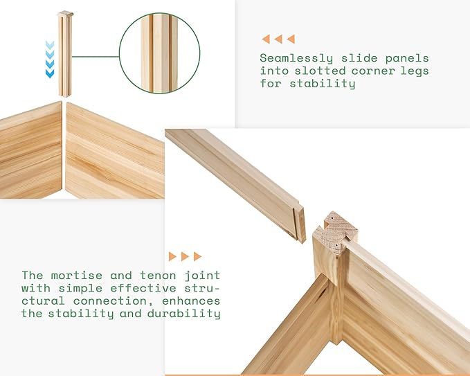 AMERLIFE Raised Garden Bed – 12x12x2 ft H-Shaped Wooden Planter Box, 180 Cu. Ft Capacity, Double-Layer Design for Outdoor Patio, Yard, and Garden Use