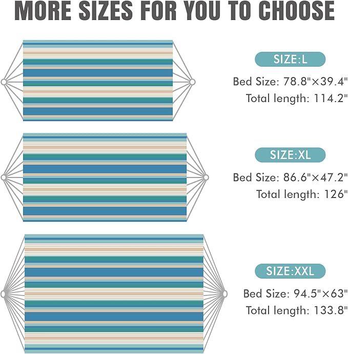 Brazilian Hammock with Tree Straps - Canvas Hammocks Portable Hammock with Carry Bag for Backyard, Porch, Outdoor and Indoor Use Blue & Green