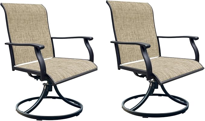 Patio Swivel Chairs Set of 2, Outdoor Dining Chairs with High Back, All-Weather Swivel Rocker Chair 400lb Weight Capacity, Outdoor Furniture for Backyard, Deck, Lawn, Porch or Garden
