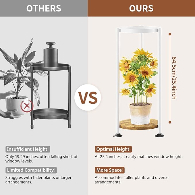 LASZOLA 2 Tier White Plant Stand Indoor for Large Tall Heavy Duty Flower Planter, Metal Vertical Multi Level Rack for Narrow Floor Corner, Sturdy Round Holder Organizer, Modern, Mid Century, Farmhouse