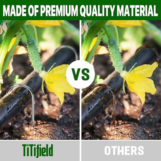 U Shape Garden Stakes 90 Packs 4 Inch 11 Gauge Irrigation Tubing Stakes, Heavy Duty Galvanized Landscape Staples for Tube, Lawns, Landscape Fabrics,Irrigation Hose and Weed Barriers