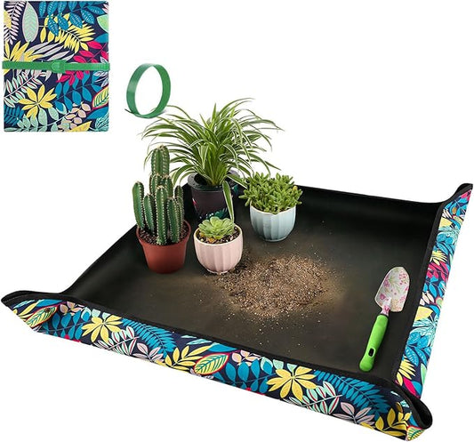 Repotting Mat for Plant Transplanting and Mess Control 29.5"x 29.5" Oxford Fabric Waterproof Potting Foldable Indoor Portable Gardening Tray Unique Gifts Lovers