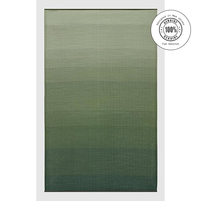 Fab Habitat Ombre Outdoor Rug - Waterproof, Fade Resistant, Crease-Free - Premium Recycled Plastic - Striped - Patio, Porch, Deck, Balcony - Big Sur - Green - 8 x 10 ft