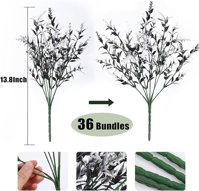 RECUTMS Artificial Plants Outdoor Artificial Outdoor Flowers UV Flowers Outdoor Artificial Greenery for Flower Arrangements Indoor Outside Hanging Plants Garden Porch Window Home Farmhouse Décor(B+W)