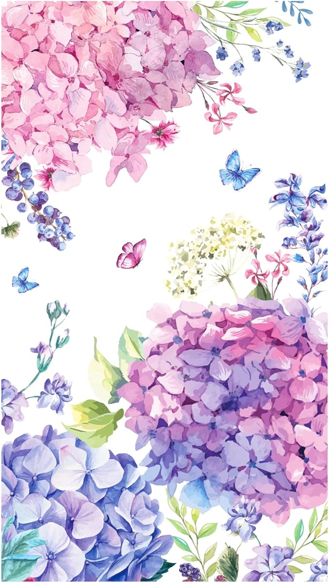CC HOME Hydrangea Birthday Paper Plates Napkins Pink Purple Flowers Disposable Tableware Set Party Supplies Spring Floral Theme Dinnerware Serves 24 Guests for Audlts Kids Baby Shower Birthday 88PCS