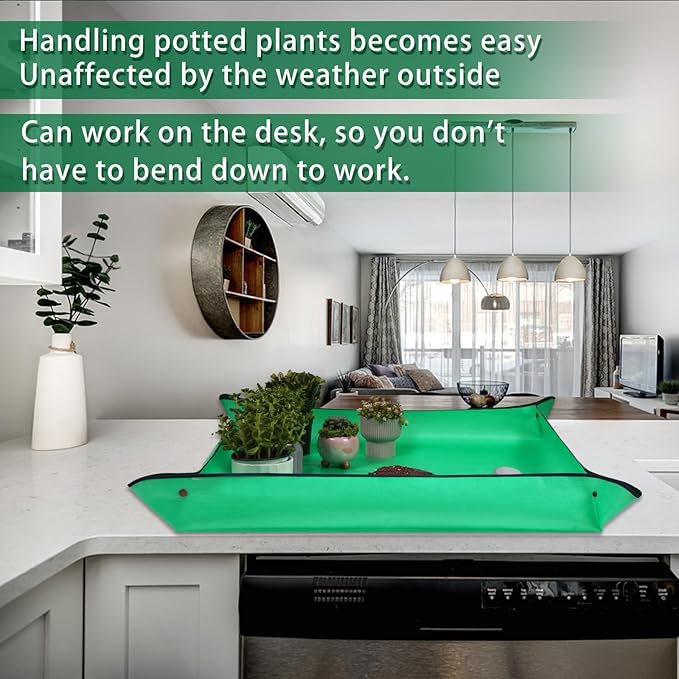 26.8" x 26.8" Plant Repotting Mat Waterproof Transplanting Mat Indoor Succulent Potting Mat Portable Gardening Watering mat Square and Foldable Garden mat
