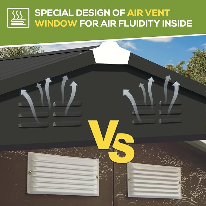 U-MAX 7' x 7' Storage Metal Shed, Large Outdoor Sheds & Outdoor Storage Clearance 7x7, Lockable Garden Shed, Utility and Tool Storage for Garden, Backyard, Patio and Outside Use