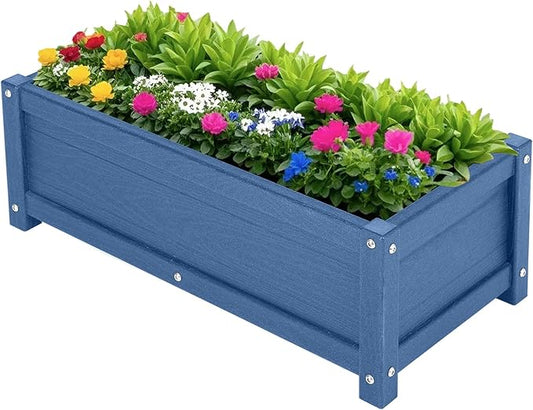 HDPE Raised Garden Beds Outdoor,Rot-Resistant and Non-Cracking,Outdoor Planter Boxes Rectangle with Drainage Holes for Yard,Lawn Navy