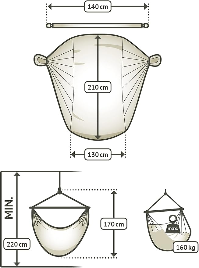 LA SIESTA® XL King Habana Cotton Hammock Chair Swing & Tree Mount Kit - Hammock Swing Chair w/Suspension Kit for Trees Beams & Posts - Indoor Outdoor Hanging Chair for Bedroom Patio - Latte