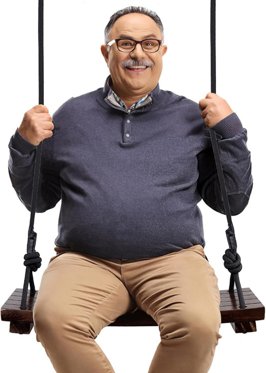 PELLOR Wood Swing Seat, Carbonized Hanging Wood Tree Swing 23.6 x9.8 x1.0 inch for Adult Kids Children Anticorrosive & 100% Waterproof Wooden Swing Set 550 lbs Load Indoor Outdoor Backyard Play