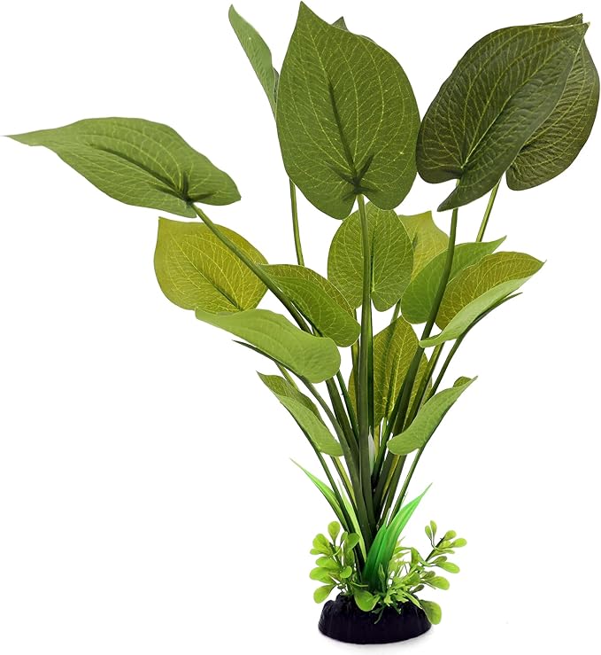 ALEGI Silk Aquarium Plants, 12 Inch Artificial Silk Plants Decorations for Fish Tank,Aquarium Décor Plastic Plants (Green, 2 Pack)