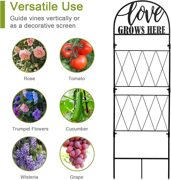 hogardeck 45 * 35 inch Metal Garden Trellis for Climbing Plants Flowers Outdoor,Heavy Duty,Black Coating Rustproof Trellis for Rose, Vegetable, Flowers, Perfect for Training Climbing Plants (1Pcs)