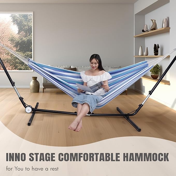 Brazilian Hammock with Tree Straps - Cotton Hammocks Portable Hammock with Carry Bag for Backyard, Porch, Outdoor and Indoor Use