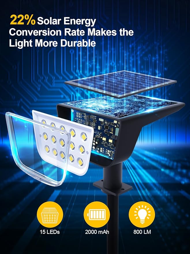 Solar Spot Lights Outdoor, Ultra Bright Solar Garden Lights Warm White, IP68 Waterproof Landscape Spotlights, 800LM 2700K for Yard Garden Wall Driveway, 4 Pack