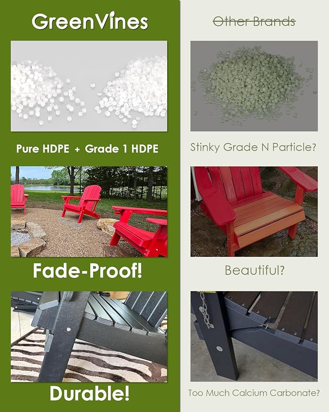 GREENVINES Outdoor Bench | HDPE | Garden Benches | All Weather | for Outdoors Patio Park Porch Outside Backyard | 2-Person | Grey