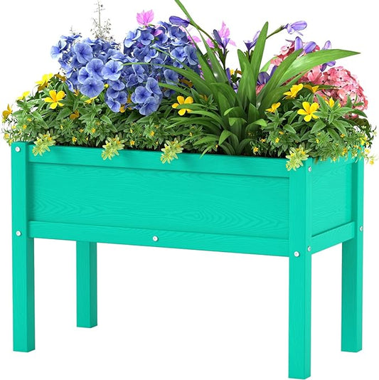 Small HDPE Raised Garden Bed, Elevated Planter Box with Legs, Outdoor All-Weather Planter Raised Beds for Seeds, Herb, Flower, Vegetable (Aruba)