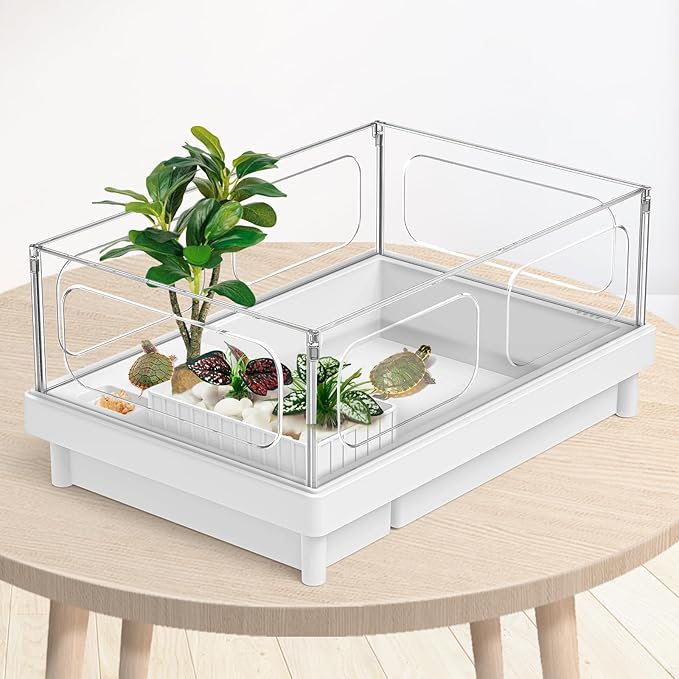 Reptile Artificial Plants, Big Terrarium Plants Decorations Supplies, Aquarium Fish Tank Plants, Amphibian Habitat Hideout Tank Accessories(L Set-3pcs/H)