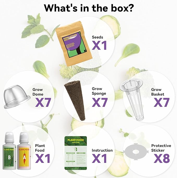 inbloom Salad Romaine Lettuce Seed Pod Kit for AeroGarden, Ahopegarden Hydroponics Growing System, 7-Pods (350+ Seeds, Include American Fast Lettuce, Parris Island Lettuce, Butter Lettuce)