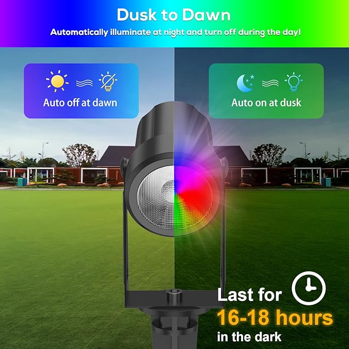 ZYAN Solar Spotlights Outdoor, Solar Landscape Lights with Remote Control, RGBW Colored Spot Lights for Yard, Garden, Lawn, Plant, Tree, Pool Areas, Auto On/Off, Dimmable & Waterproof (12 Pack)