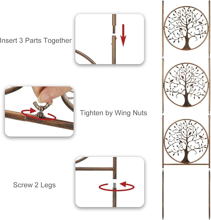 Set of 2 Tree in Life Metal Garden Trellis for Climbing Plants, Decorative Vegetables Flowers Vine Trellis for Outdoor Patio 55'' H x 12.4'' W