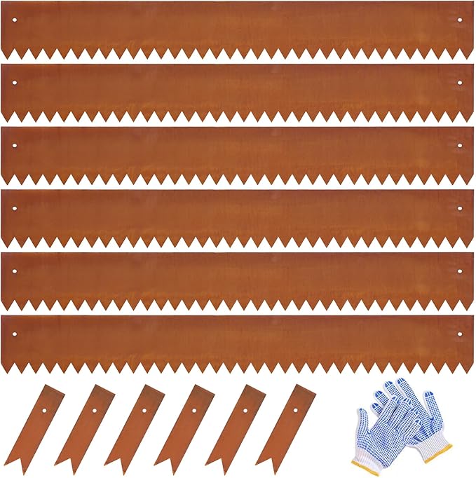 Corten Steel Landscape Edging Steel Landscaping Edging Metal Garden Edging Lawn Edge Border Rust Patina 40 Inch Strips 6 Inch Depth Hammer-in for Outdoor Yard Lawn Flower Plant 6 pcs