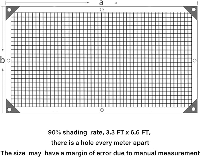 winemana 90% Shade Cloth, Dog Kennel Shade Cover, 3.3 x 6.6 FT Sturdy Durable Sunblock Shade Mesh Tarp with Grommets for Patio Plants Greenhouse Chicken Coop Porch