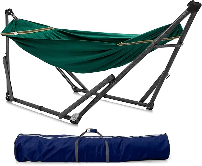 Tranquillo Uniki Hammock with Stand – 550 lbs Capacity, Foldable & Portable, Heavy-Duty Indoor/Outdoor Hammock with Premium Carry Bag, Emerald Green