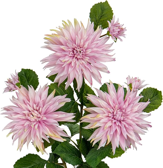 3Pcs Pink Artificial Dahlia Flowers Fake Flower Silk Flowers with Long Stem 29.5" Floral Arrangements Bouquets Faux Dahlias Flowers for DIY Wedding Party Centerpieces Decor Home Office Decoration