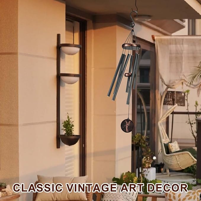 Memorial Wind Chimes for Outside, Sympathy Gifts for Loss of Loved One, Memorial Gift for Loss of Mom Dad Grandparent, Vintage Angel Deep Tone Windchimes Outdoor (32" Angel)