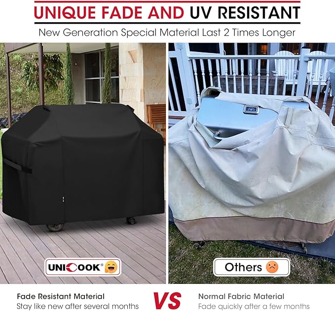 Unicook 65 Inch Grill Cover for Weber Genesis II 400 Series, 4 Burner BBQ Cover for Outdoor Grill, Heavy Duty Waterproof Fade Resistant, Compared to Weber 7131