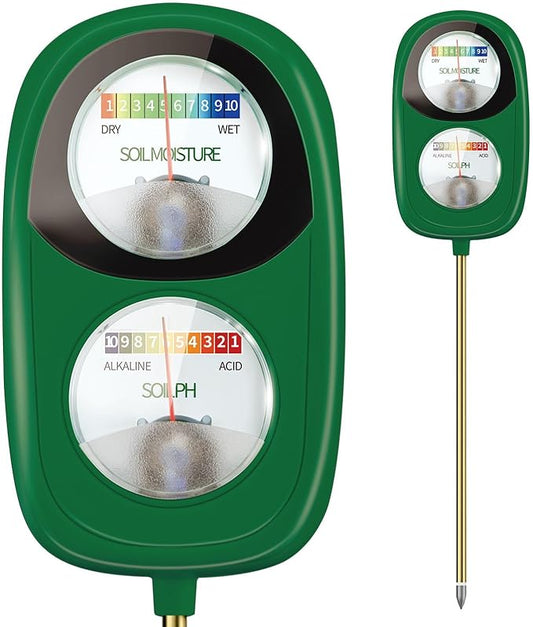 2-in-1 Soil Moisture Meter, Soil PH Meter, Large Dual-Screen Soil PH Tester & Moisture Meter for Plants Indoor&Outdoor Garden,Lawn,Farm Soil Test Kit-No Battery Needed-Avocadogreen