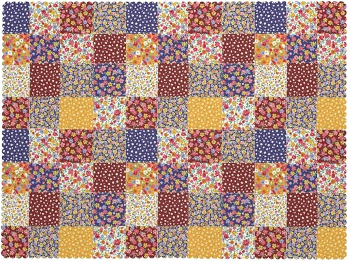 Boho Floral Patchwork Table Cloth for Dining Tables, Reusable Country Garden Fall Flowers Plaid Patchwork Tablecloths Decoration Rectangle Table Cover for Kitchen,Holiday,Party, 54x72 Inch