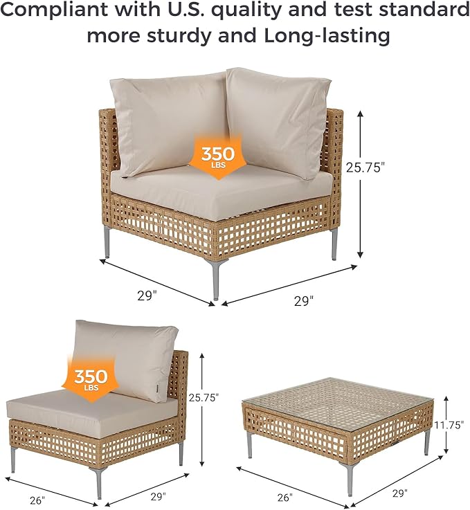 Grand patio 14-Piece Wicker Patio Furniture Set with Lift Top Coffee Storage Table, Outdoor Conversation Set Sectional Sofa with Water Resistant Thick Cushions, Cream