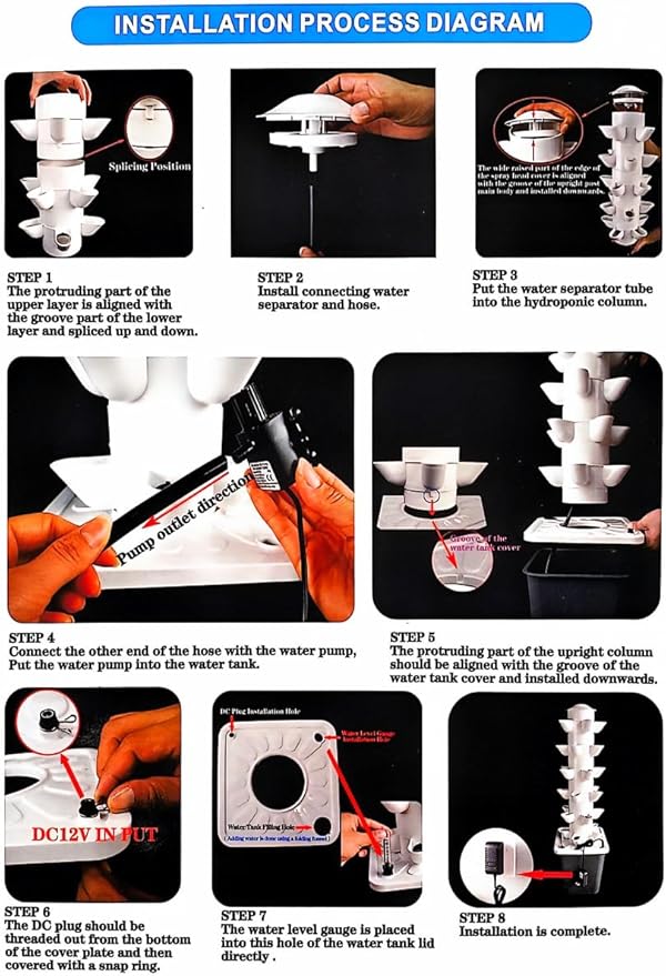 Hydroponic Growing Tower System Kit, 30-Plant Vertical Hydroponics Garden Tower with LED Grow Light, for Outdoor Indoor Herbs Fruits Vegetables Smart Garden Planter Kit