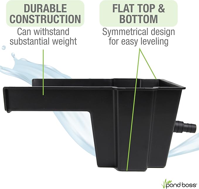 POND BOSS Waterfall Spillway, 8 inch Wide Weir, Waterfall Box, Smooth Flow, Durable Construction, Easy to Install, Great for Waterfalls, Pondless Water Features and Streams