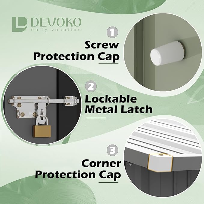 Devoko Outdoor Storage Shed 6 x 4 FT Lockable Metal Garden Shed Steel Anti-Corrosion Storage House with Double Lockable Door for Backyard Outdoor Patio (Gray)