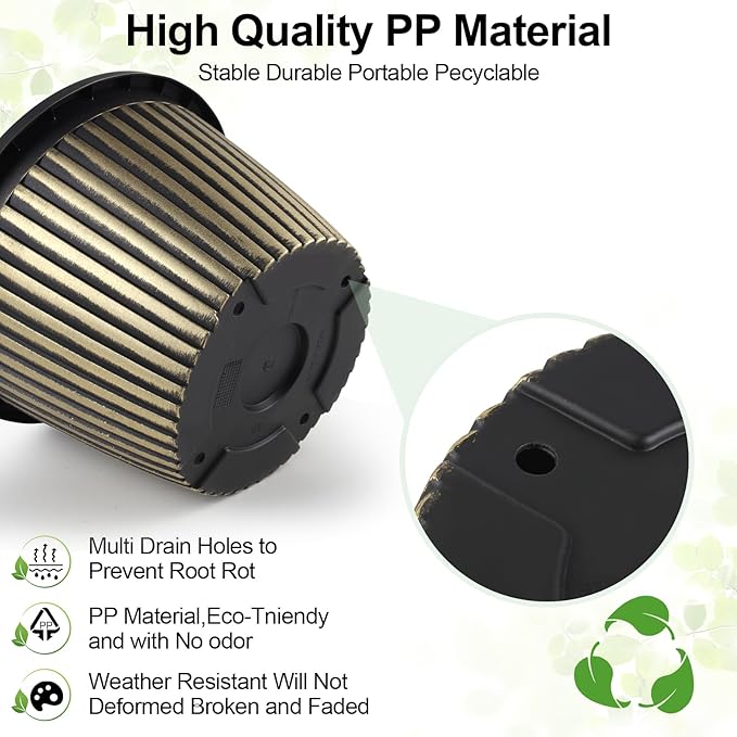 Large-Planter-Indoor-Outdoor Plant Pots, 12 inch 4 Pack Plastic Flower Pots with Saucer and Drainage Holes, Modern Garden Planters for Planting Medium Large Plants， Decorative Resin Garden Pots