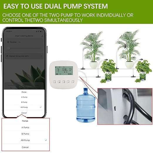 Automatic Drip Irrigation System, Plant Watering Devices with Timer, Plant Watering Devices for 20 Potted Plants, Indoor Outdoor Garden, Raised Beds, Greenhouse& Compatible with Alexa