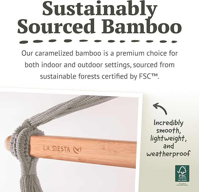 LA SIESTA® - XL King Habana Cotton Hammock Chair & CasaMount - Hanging Chair w/Suspension Kit for Walls Ceilings & Square Beams - Indoor Outdoor Swing Hanging Chair Bedroom Patio Balcony - Latte