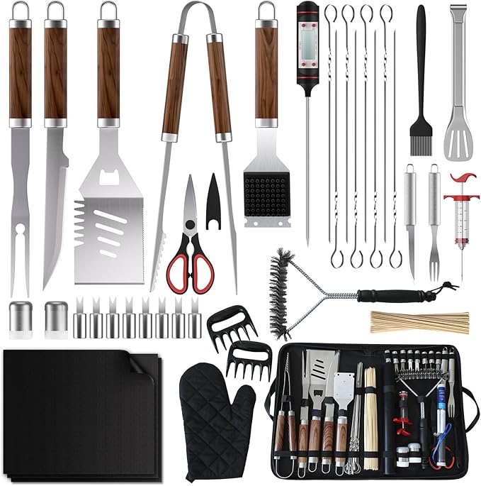 137PCS Griddle Accessories Kit for Blackstone– Stainless Steel Grill Tools for Outdoor Grill with Carrying Bag, Meat Thermometer, Grill Mats for Camping, Backyard & Gifts, BBQ Utensils for Men Women