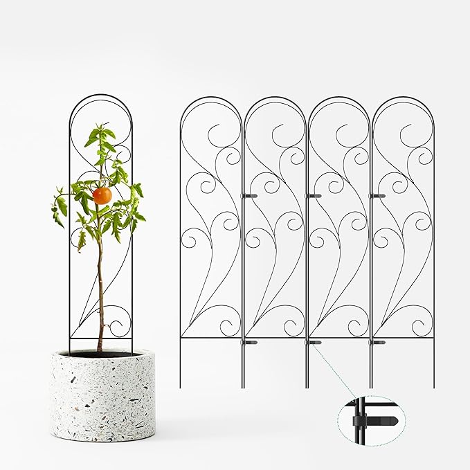 Zhongma 4 Pack 36" Metal Plant Trellis for Potted Plants Climbing,Indoor and Outdoor Fence Plant Support Trellis for Flower and Vagetable