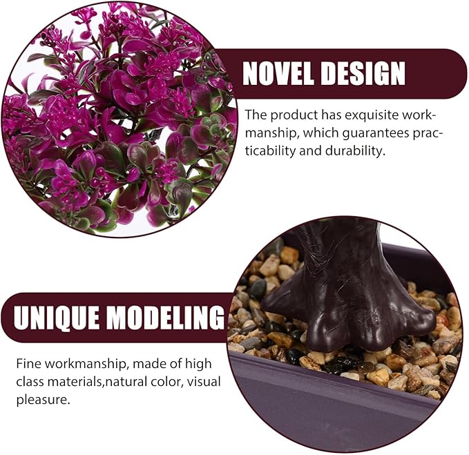 EXCEART Artificial Bonsai Simulation Plants for Home Decor Faux Potted Plants for Office Kitchen Garden No Maintenance Required